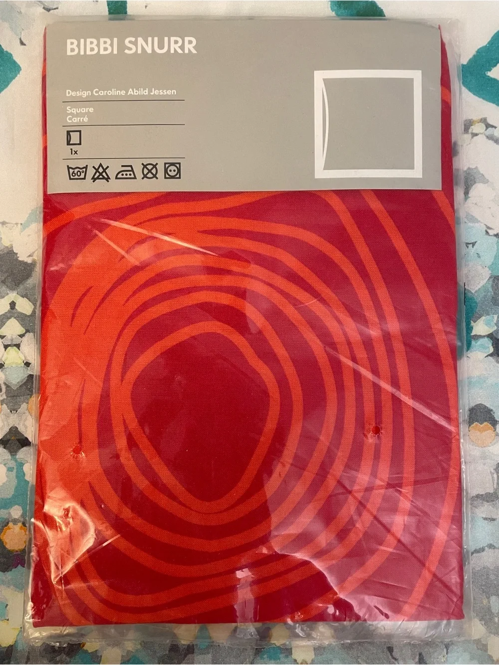IKEA BIBBI SNURR Red & Orange Concentric Pattern Euro Pillow Sham 26” x 26”